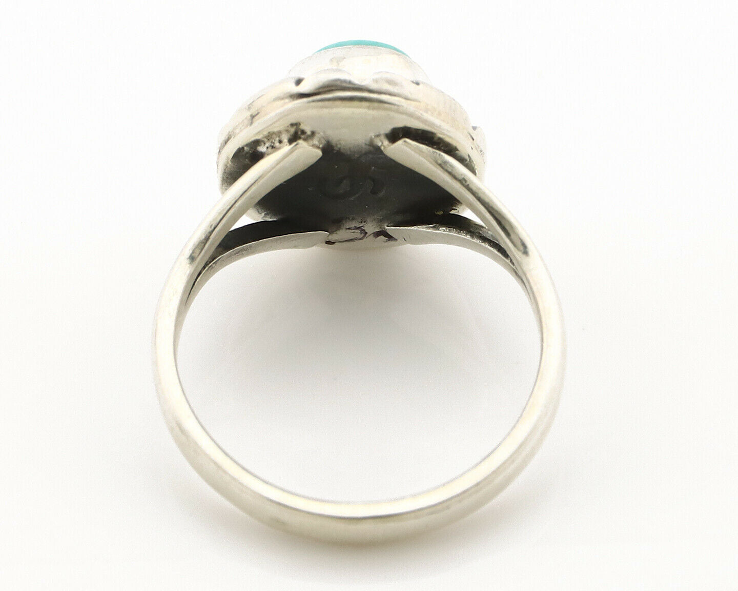 Navajo Ring .925 Silver Kingman Turquoise Artist Signed Gecko C.90's