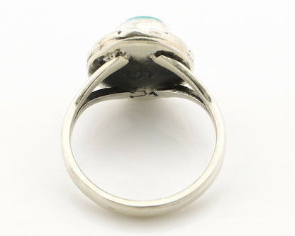 Navajo Ring .925 Silver Kingman Turquoise Artist Signed Gecko C.90's