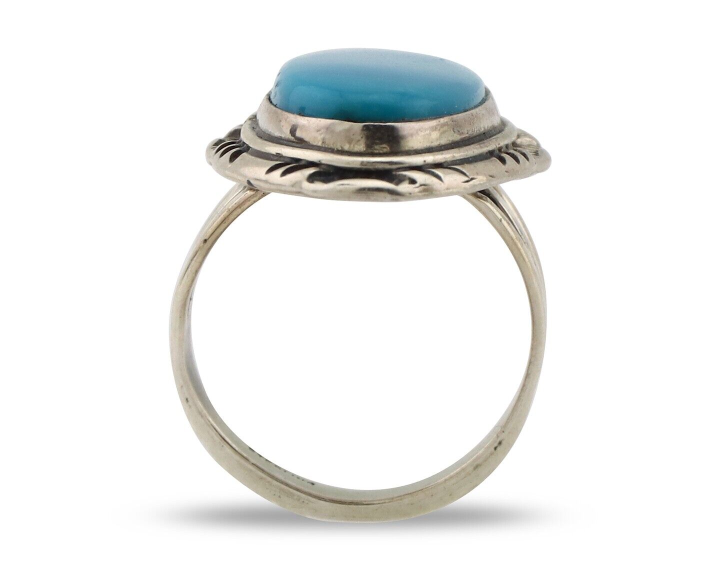 Navajo Ring 925 Silver Blue Gem Turquoise Native American Artist C.80's
