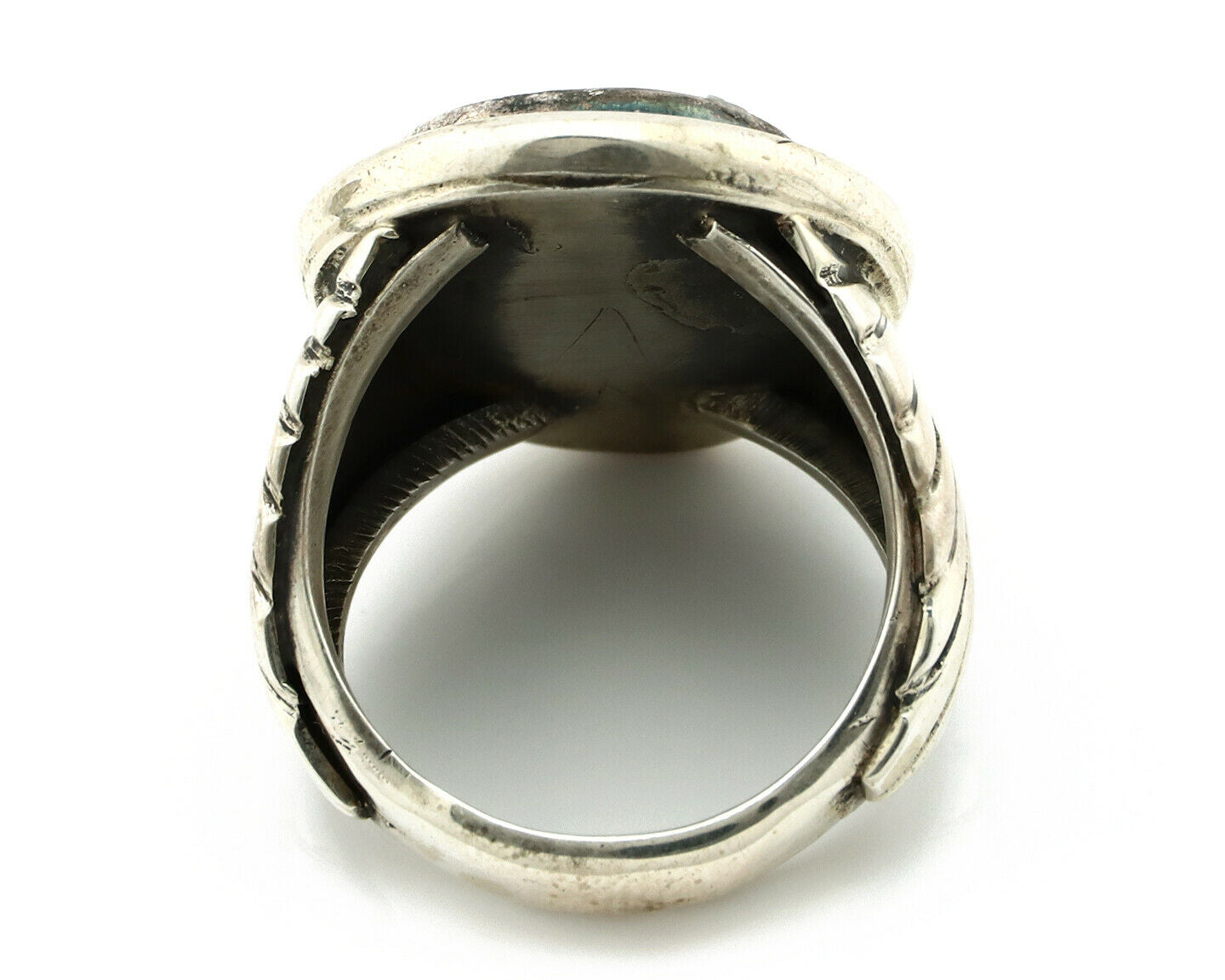 Navajo Ring .925 Silver Blue Gem Turquoise Artist Signed DZ C.80's