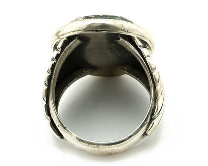 Navajo Ring .925 Silver Blue Gem Turquoise Artist Signed DZ C.80's
