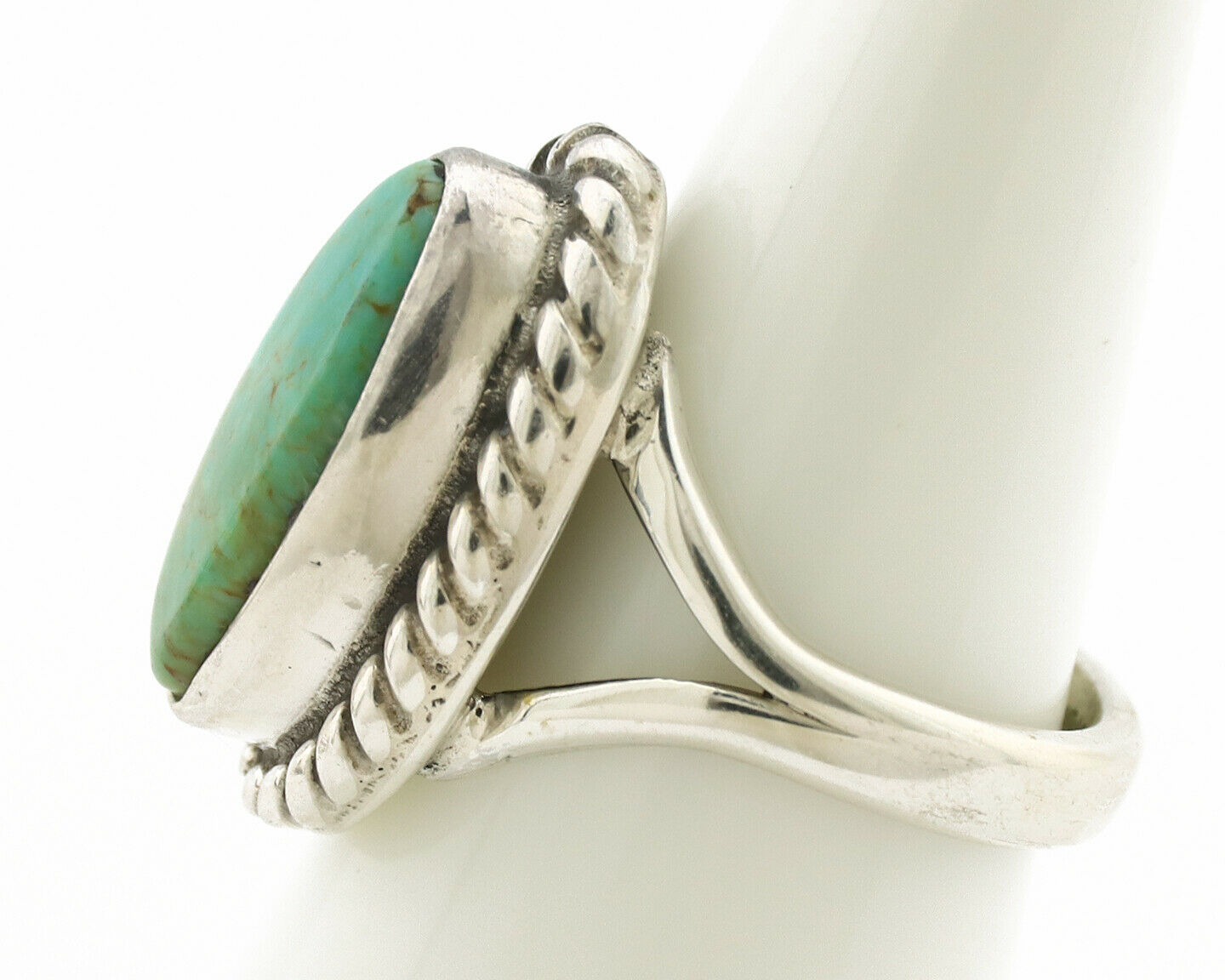 Navajo Ring .925 Silver Natural Mined Turquoise Artist Signed Gecko C.80's