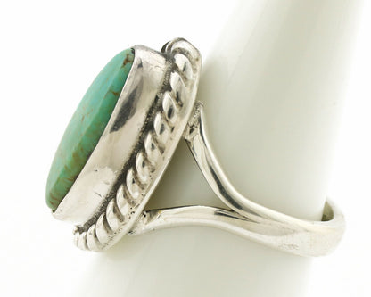 Navajo Ring .925 Silver Natural Mined Turquoise Artist Signed Gecko C.80's