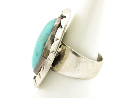 Navajo Ring 925 Silver Natural Blue Turquoise Native Artist Signed C Montoya C80