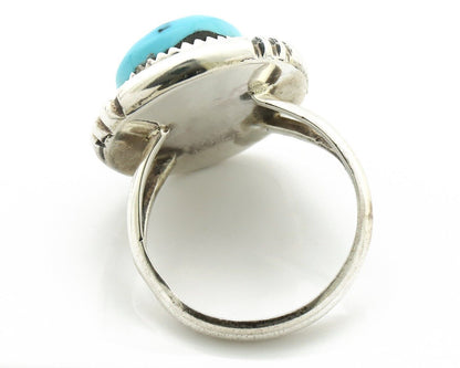 Navajo Ring .925 Silver Blue Turquoise Native American Artist C.80's