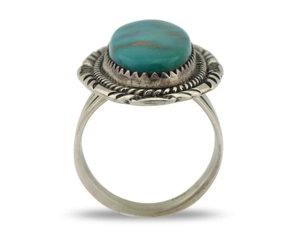 Navajo Ring .925 Silver Blue Gem Turquoise Artist Signed M Begay C.80's
