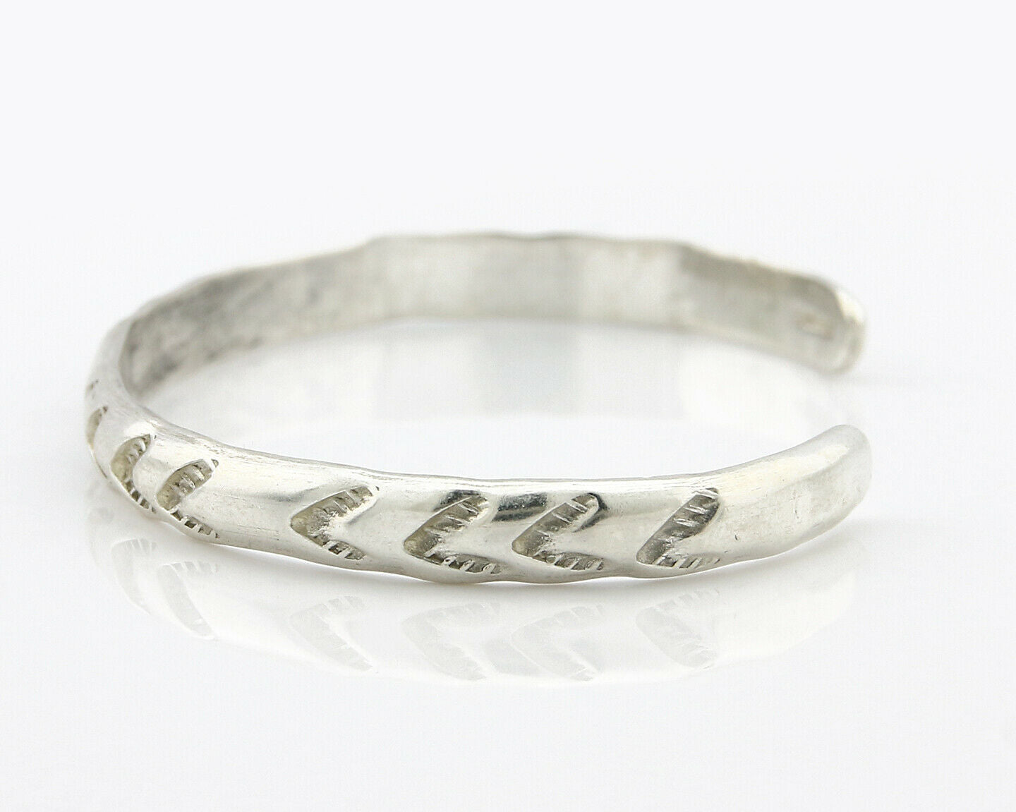 Navajo Bracelet .925 Silver Hand Stamped Arrow Head Artist V Montoya C.80's