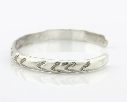Navajo Bracelet .925 Silver Hand Stamped Arrow Head Artist V Montoya C.80's