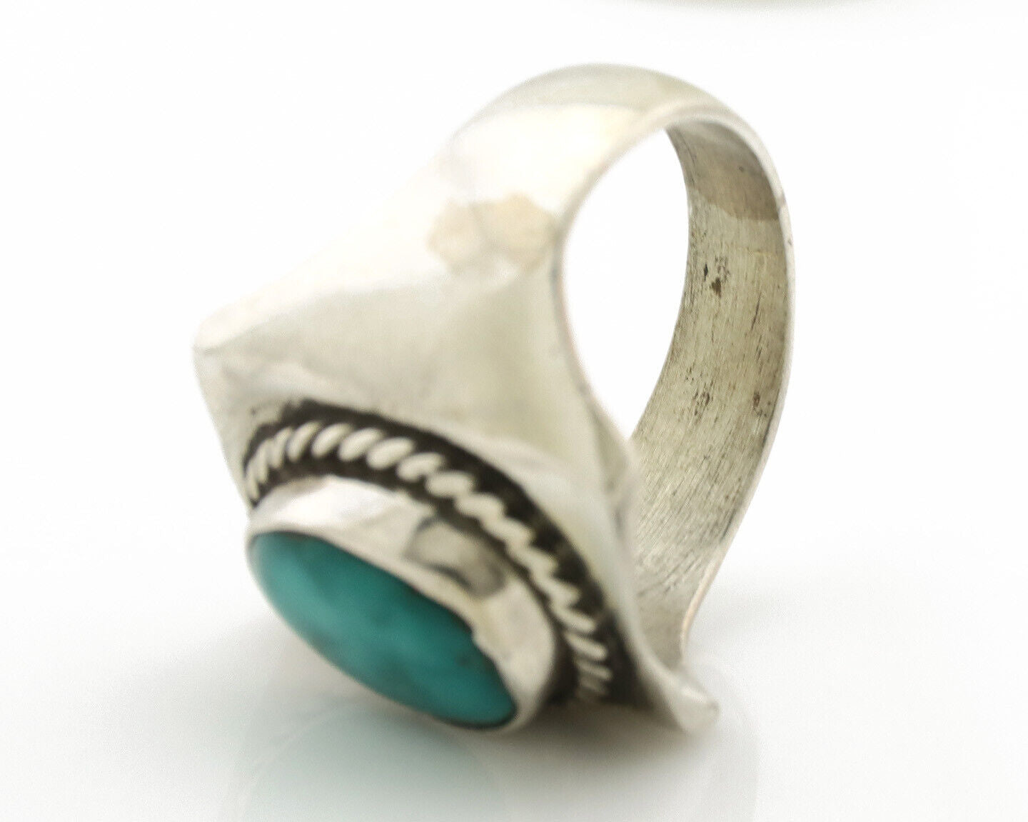 Navajo Ring .925 Silver Natural Turquoise Handmade Native American Artist C.80s
