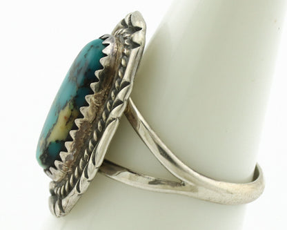Navajo Ring .925 Silver Nevada Turquoise Signed Native Artist C.1980's