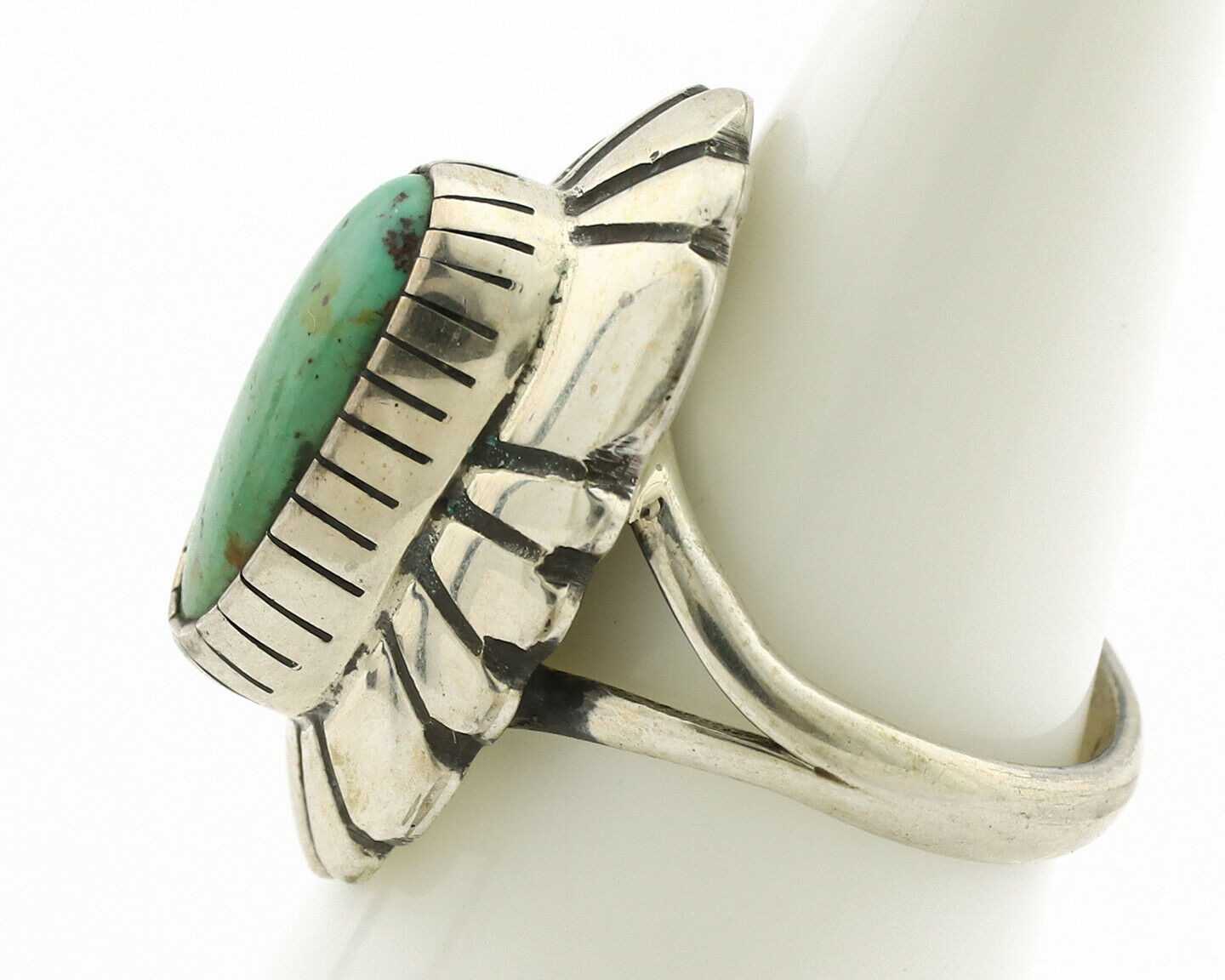 Navajo Ring .925 Silver Natural Mined Turquoise Artist Signed M Montoya C.80's