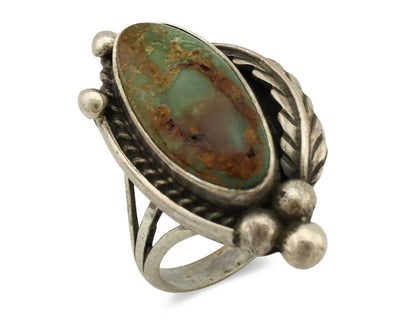 Navajo Ring .925 Silver Manassas Turquoise Signed Native Artist C.80's