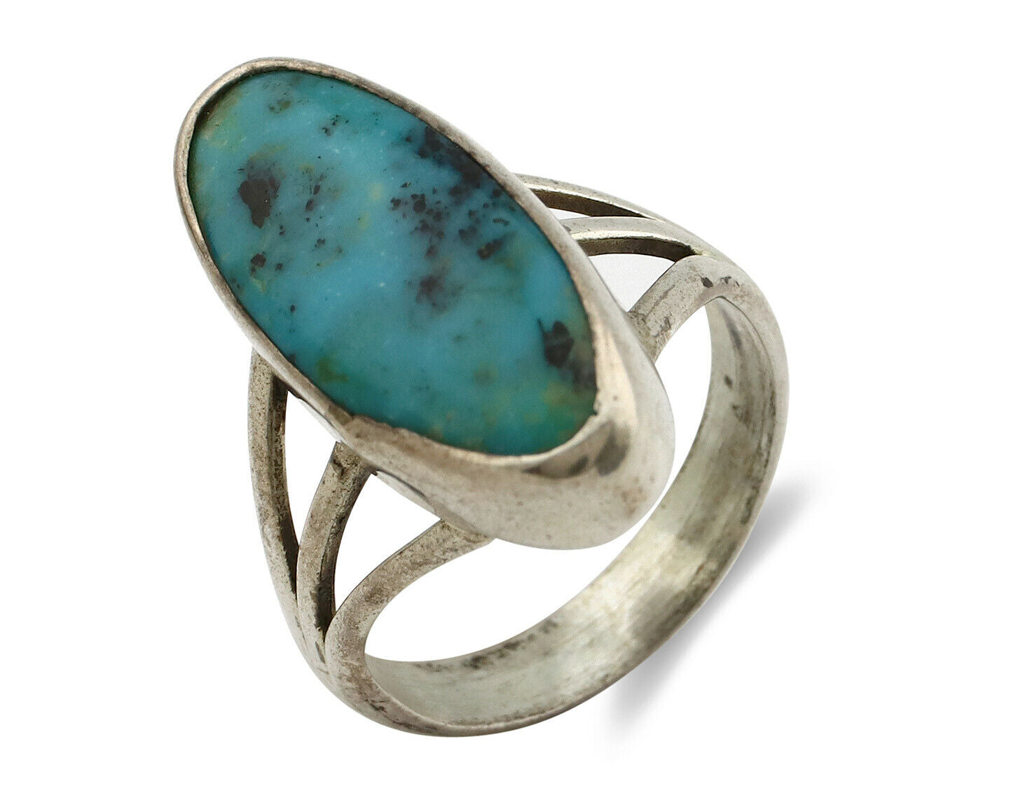 Navajo Ring .925 Silver Arizona Turquoise Native American Artist C80s