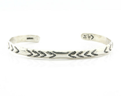 Navajo Bracelet .925 Silver Hand Stamped Arrow Head Artist V Montoya C.80's