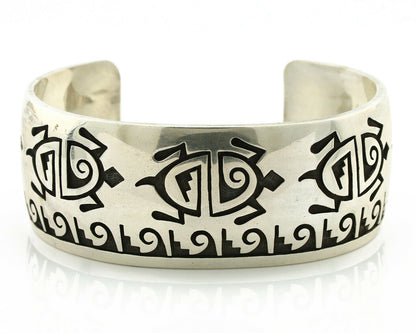 Hopi Turtle Bracelet .925 Silver Artist Signed Mitchell Sockyma C.90's
