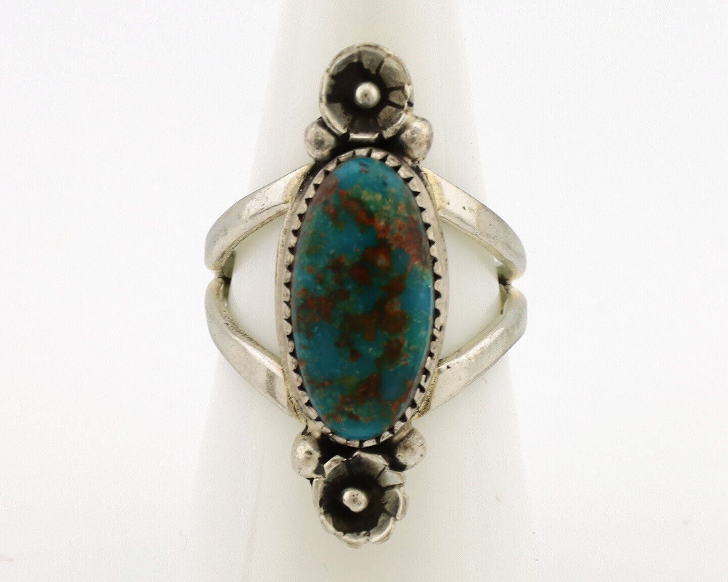 Navajo Ring .925 Silver Nevada Turquoise Native American Artist C.1980's