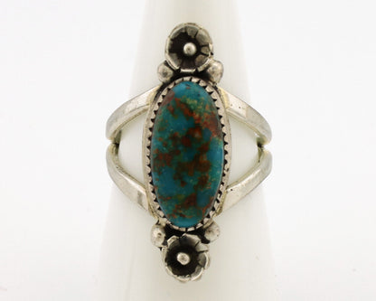Navajo Ring .925 Silver Nevada Turquoise Native American Artist C.1980's