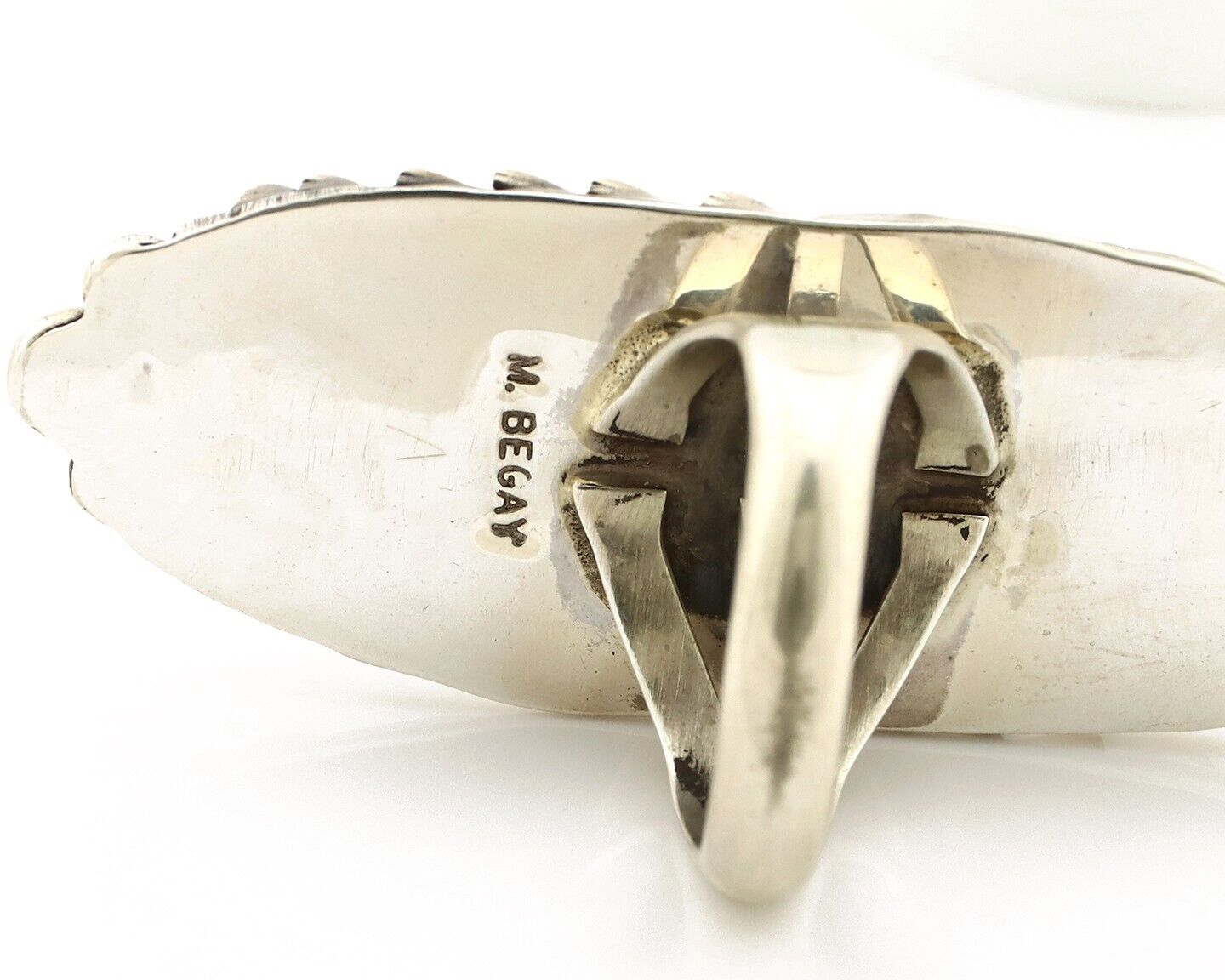 Navajo Ring 925 Silver Natural Blue Gem Turquoise Artist Signed Mike Begay C.80s