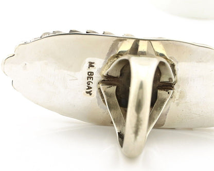 Navajo Ring 925 Silver Natural Blue Gem Turquoise Artist Signed Mike Begay C.80s