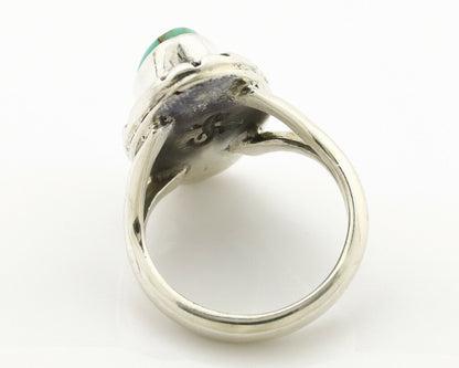 Navajo Ring .925 Silver Natural Mined Turquoise Artist Signed Gecko C.80's