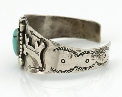 Women's Navajo .925 Silver Natural Turquoise Artist Signed GR C.80's