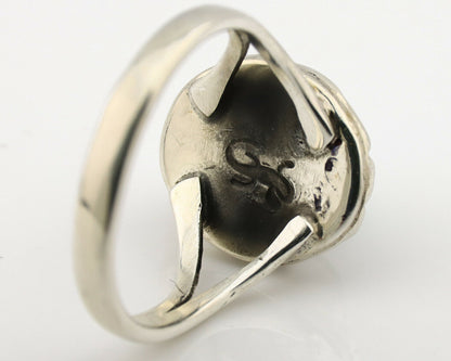 Navajo Ring .925 Silver Kingman Turquoise Artist Signed Gecko C.90's