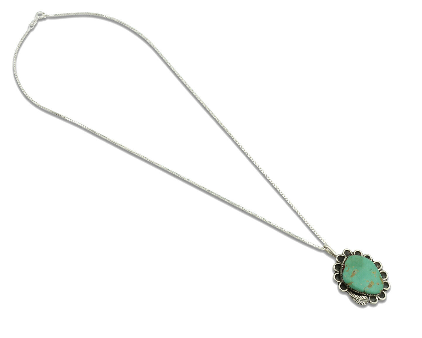 Navajo Necklace .925 Silver Kingman Turquoise Native Artist C.1980's