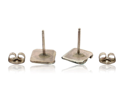 Zuni Earrings 925 Silver Sleeping Beauty Turquoise Native American Artist C.80's