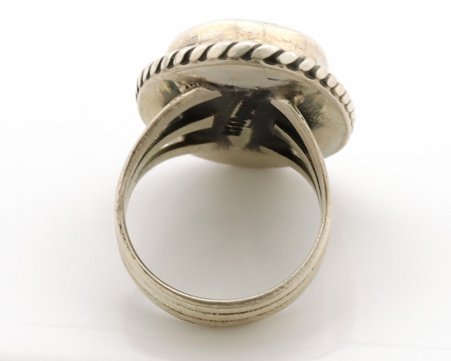 Navajo Ring .925 Silver Kingman Turquoise Native American Artist C.1980s