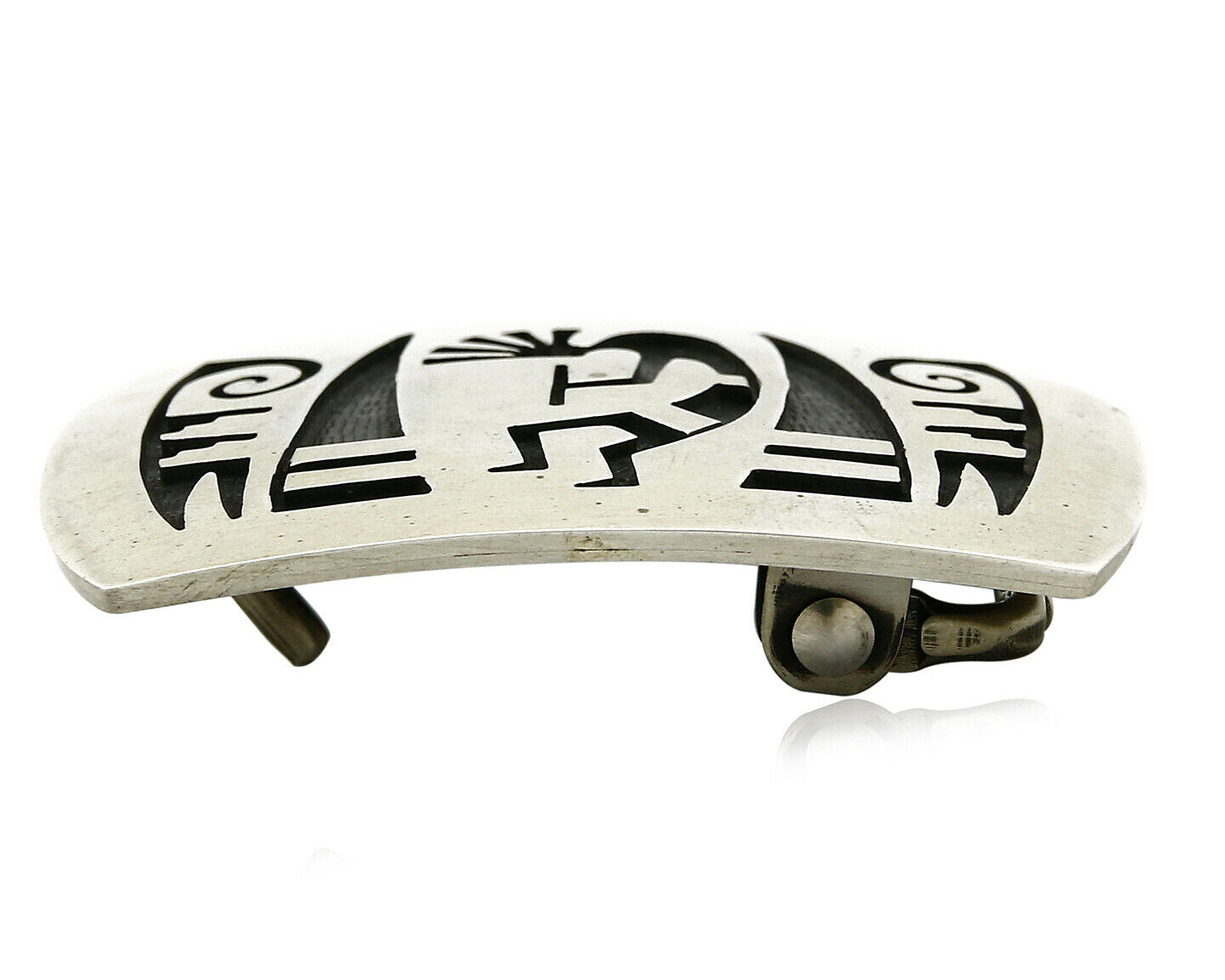 Women's Hopi Belt Buckle .925 Silver Signed Gene Pooyouma Kokopelli C.80's