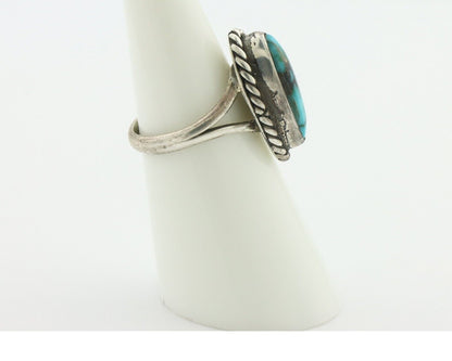 Navajo Handmade Ring .925 Silver Kingman Turquoise Native Artist C.80's