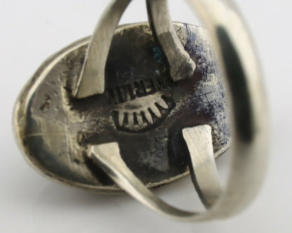 Navajo Ring .925 Silver Kingman Turquoise Native Artist Signed C.80's