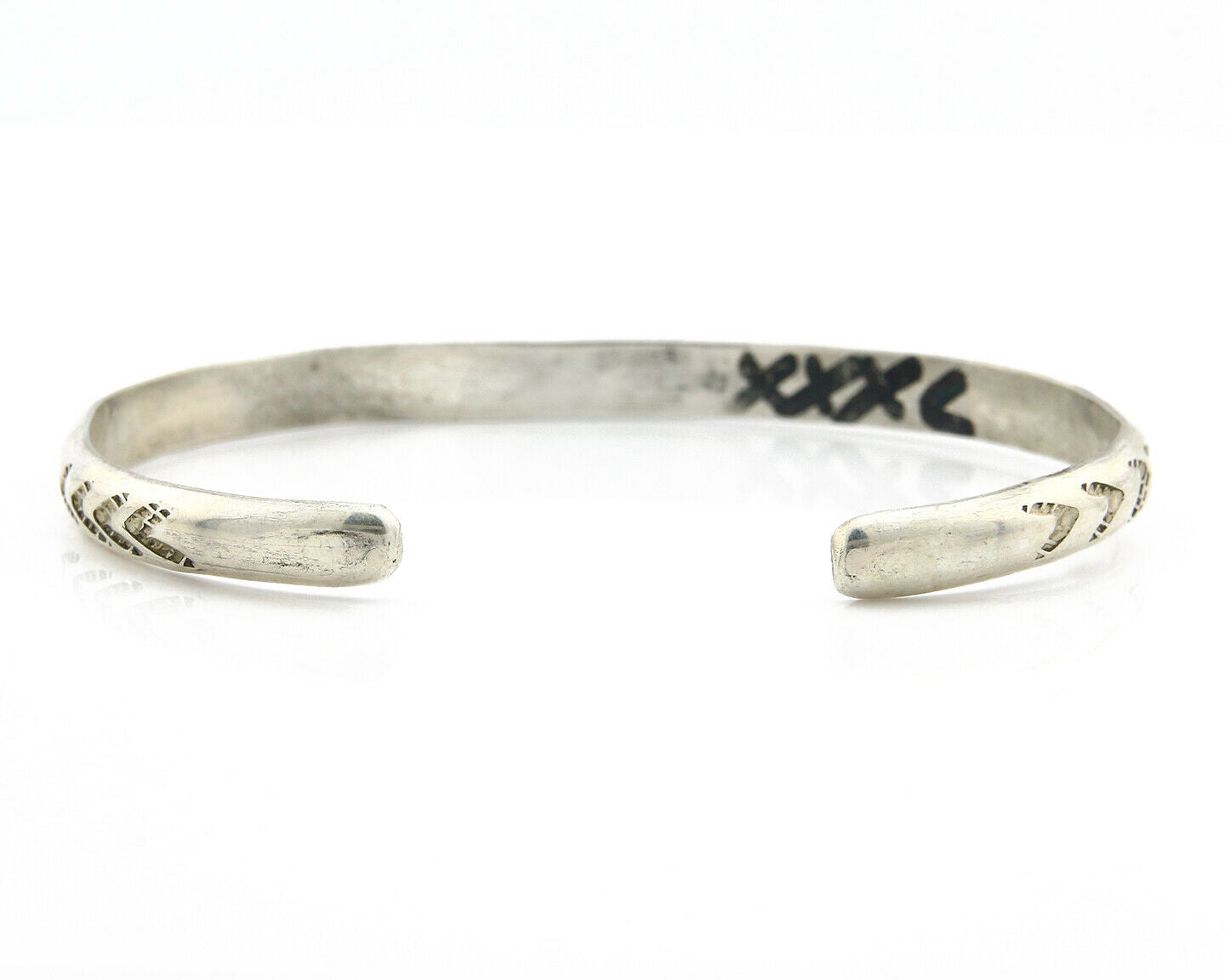 Navajo Bracelet .925 Silver Hand Stamped Arrow Head Signed Montoya C80s