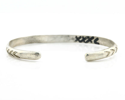 Navajo Bracelet .925 Silver Hand Stamped Arrow Head Signed Montoya C80s