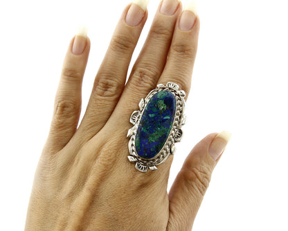 Navajo Azurite Ring .925 Silver Signed Artist Billie Eagle C.80's