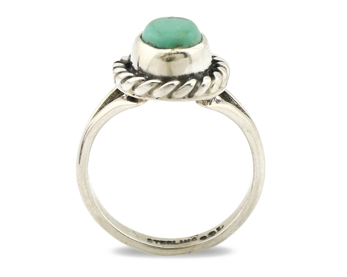 Navajo Ring .925 Silver Kingman Turquoise Artist Signed Gecko C.90's