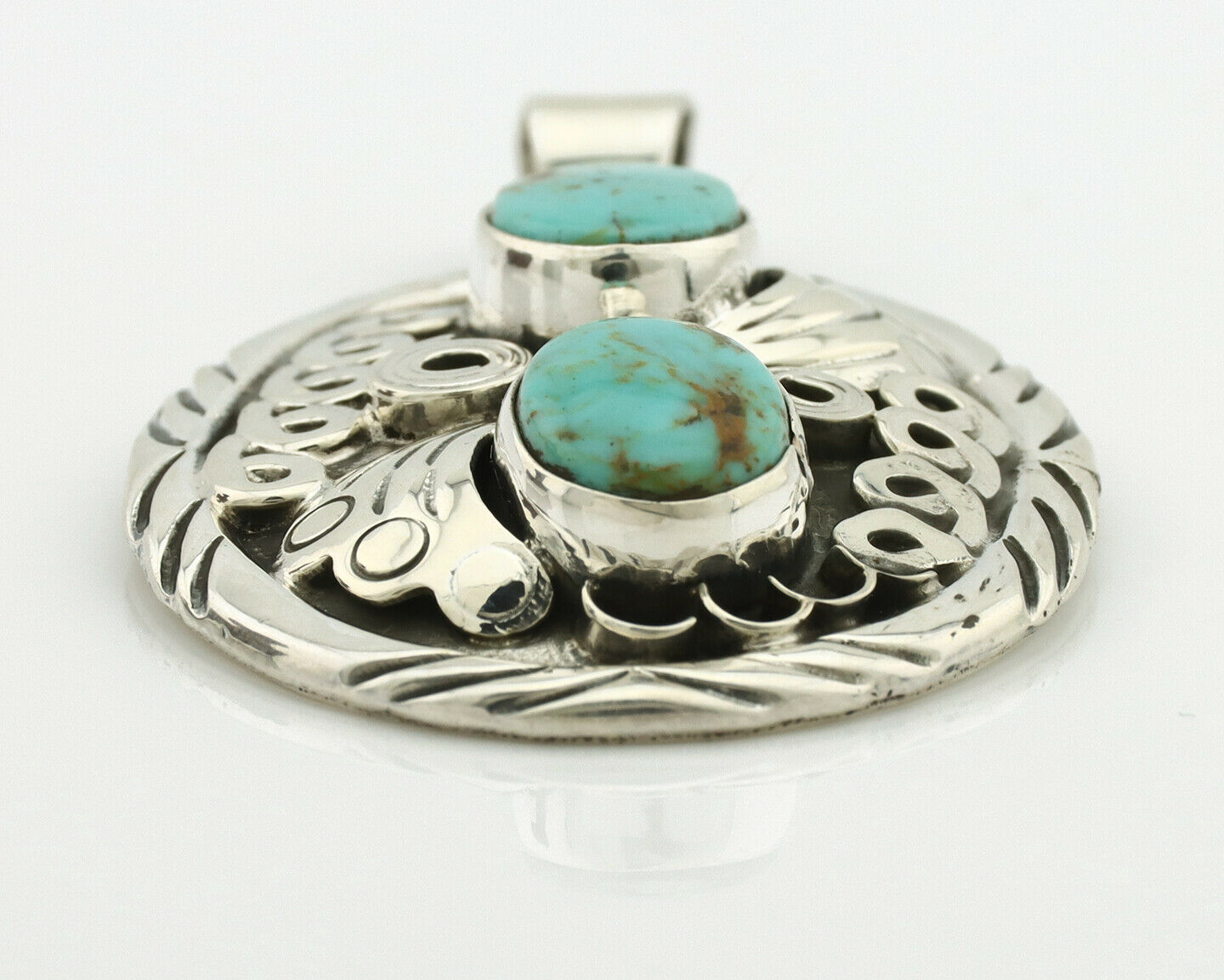 Navajo Necklace .925 Silver Kingman Turquoise Native American C.80's