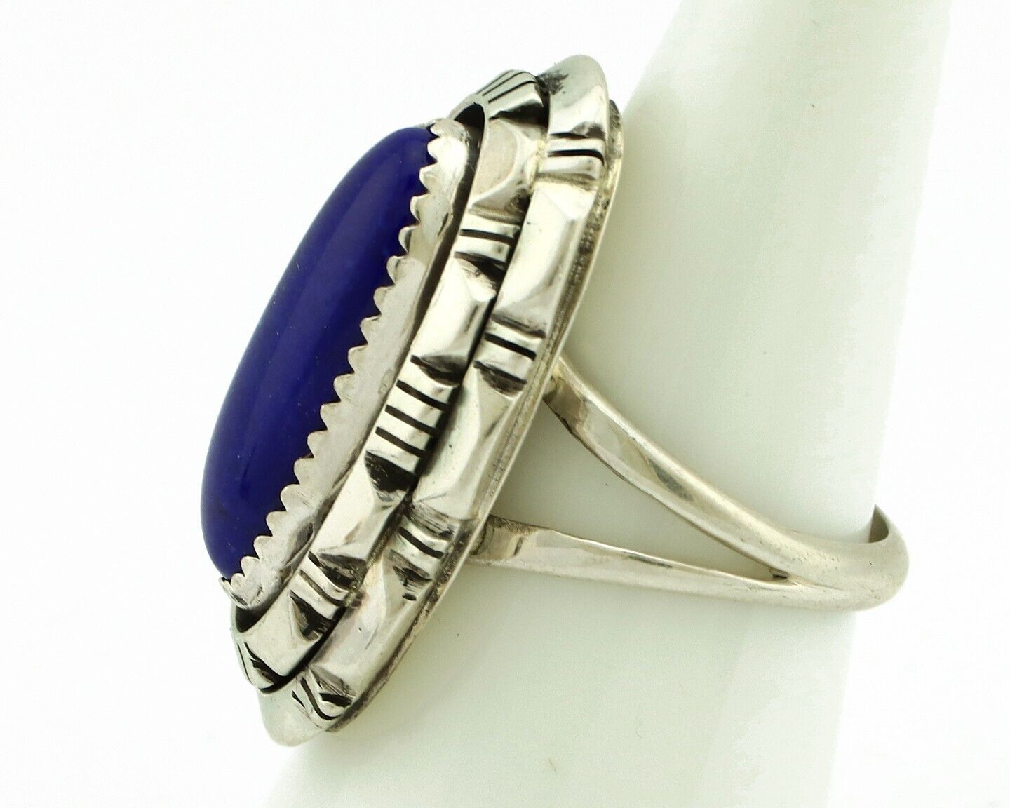 Navajo Handmade Ring 925 Silver Natural Lapis Lazuli Artist Signed RMJ C.80's
