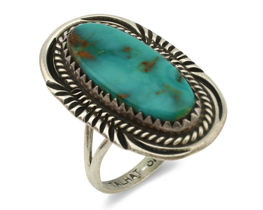 Navajo Ring .925 Silver Nevada Turquoise Native American Artist C.1980's