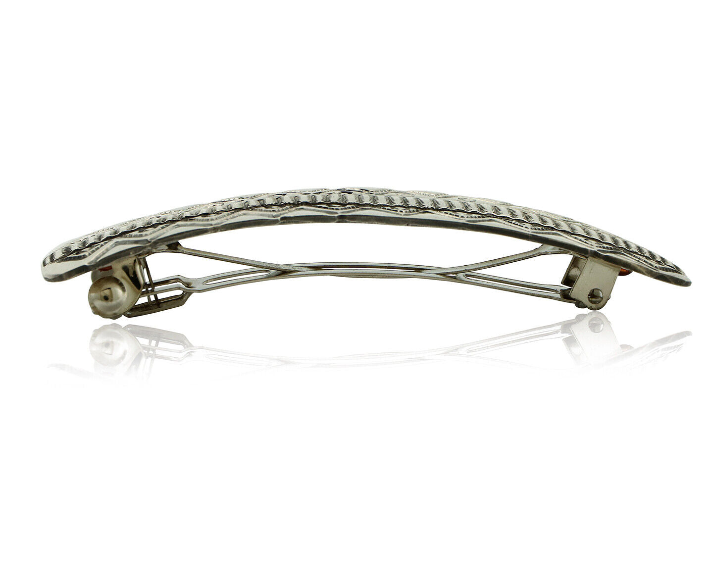 Women's Navajo Hair Clip Barrette .925 Silver Hand Stamped Native Artist C.80's