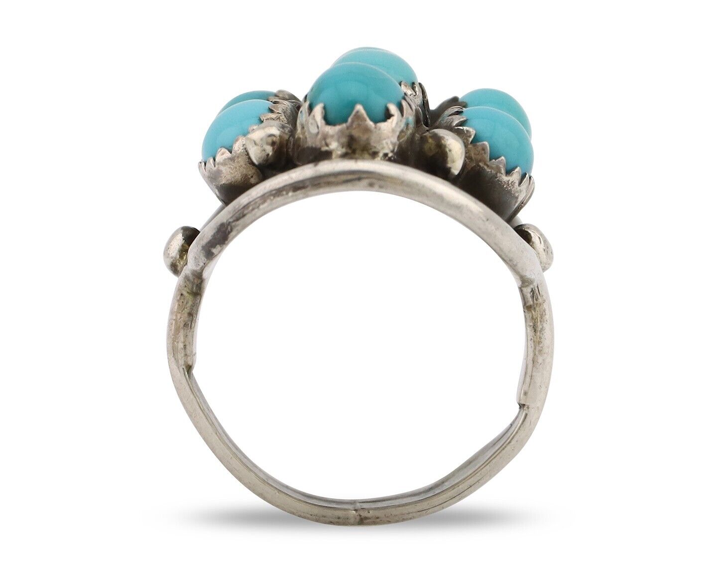 Navajo Ring .925 Silver Natural Blue Turquoise Artist Signed L Henderson C.80's