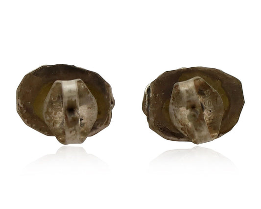 Zuni Earrings 925 Silver Sleeping Beauty Turquoise Native American Artist C.80's