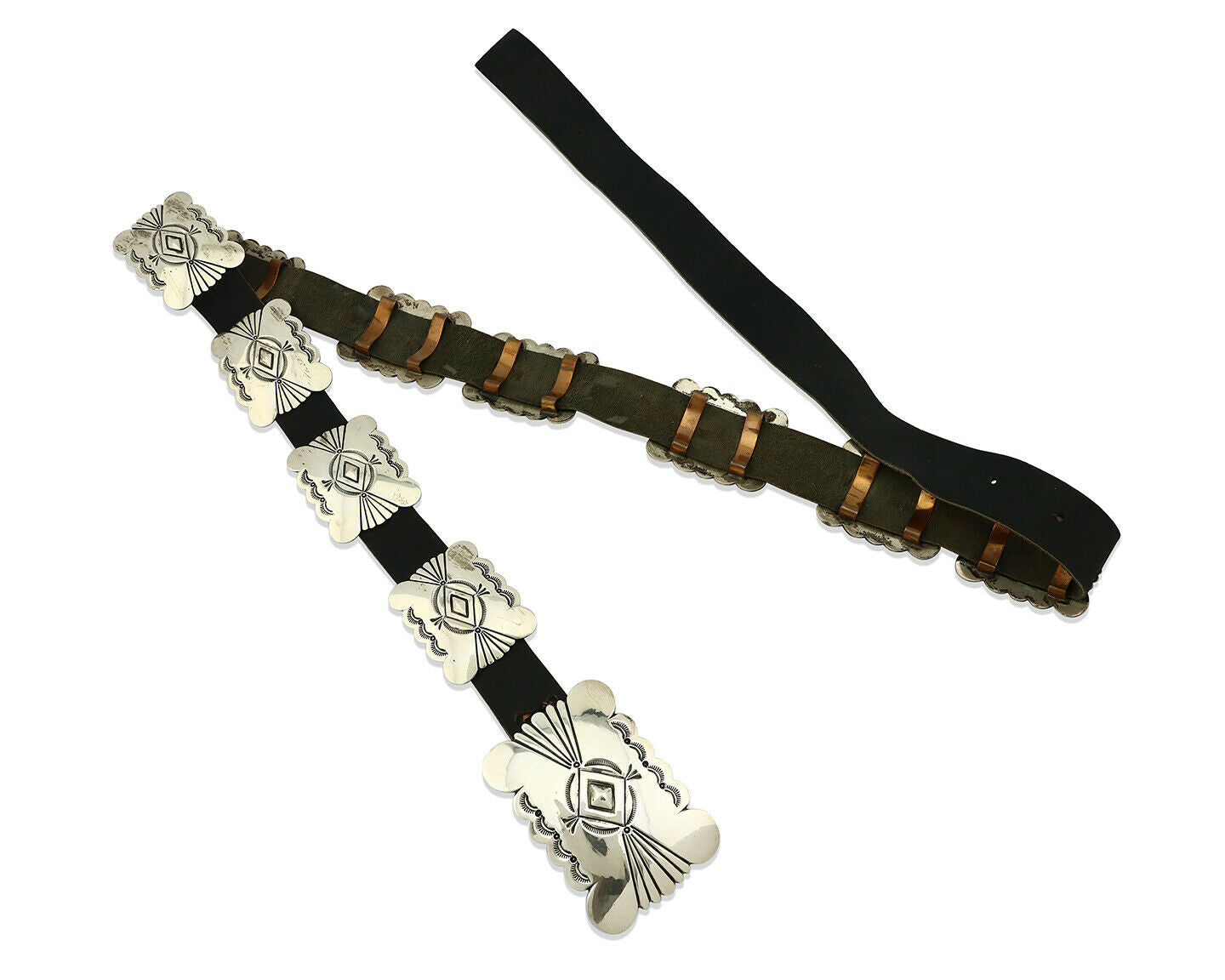 Navajo Concho Belt .925 Silver Hand Stamped Artist Mike Begay C.80's