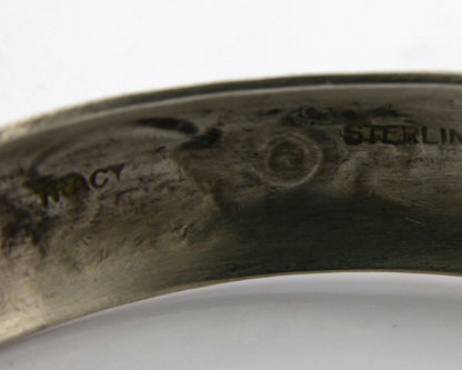 Navajo Bracelet .925 Silver Hand Stamped Artist Signed Tracy C.80's