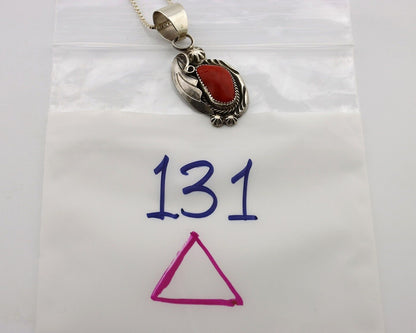 Navajo Necklace 925 Silver Red Medterranean Artist Signed FC & STG C.80's