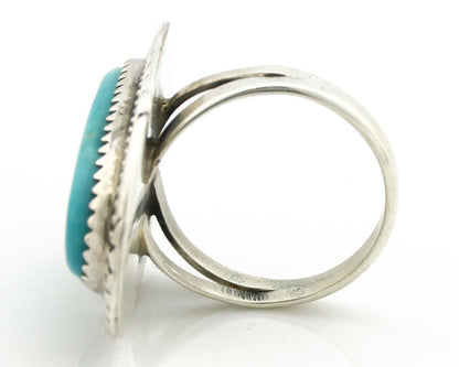 Navajo Ring .925 Silver Kingman Turquoise Native American Artist C.80's