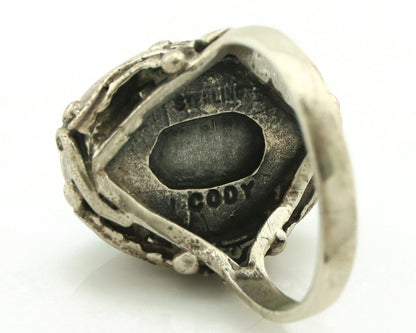 Navajo Ring 925 Silver Spiderweb Turquoise Artist Signed Cody C.80's