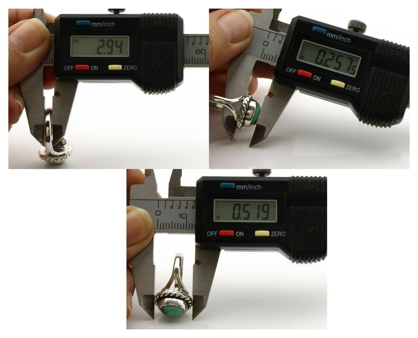 Navajo Ring .925 Silver Kingman Turquoise Artist Signed Gecko C.90's