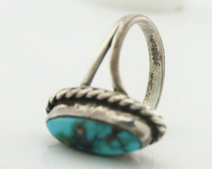 Navajo Handmade Ring .925 Silver Kingman Turquoise Native Artist C.80's