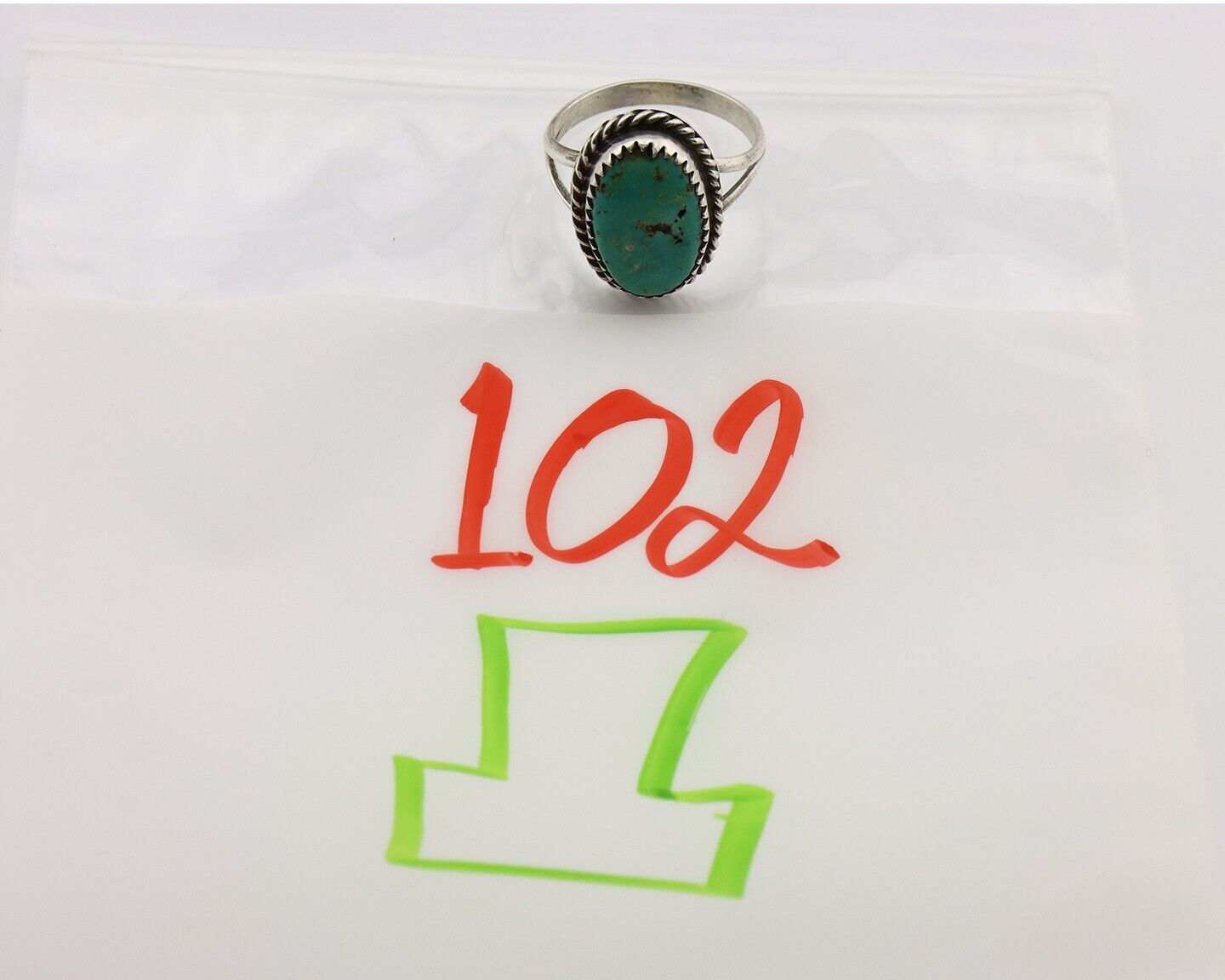 Navajo Handmade Ring 925 Silver Kingman Turquoise Artist Signed MC C.80's
